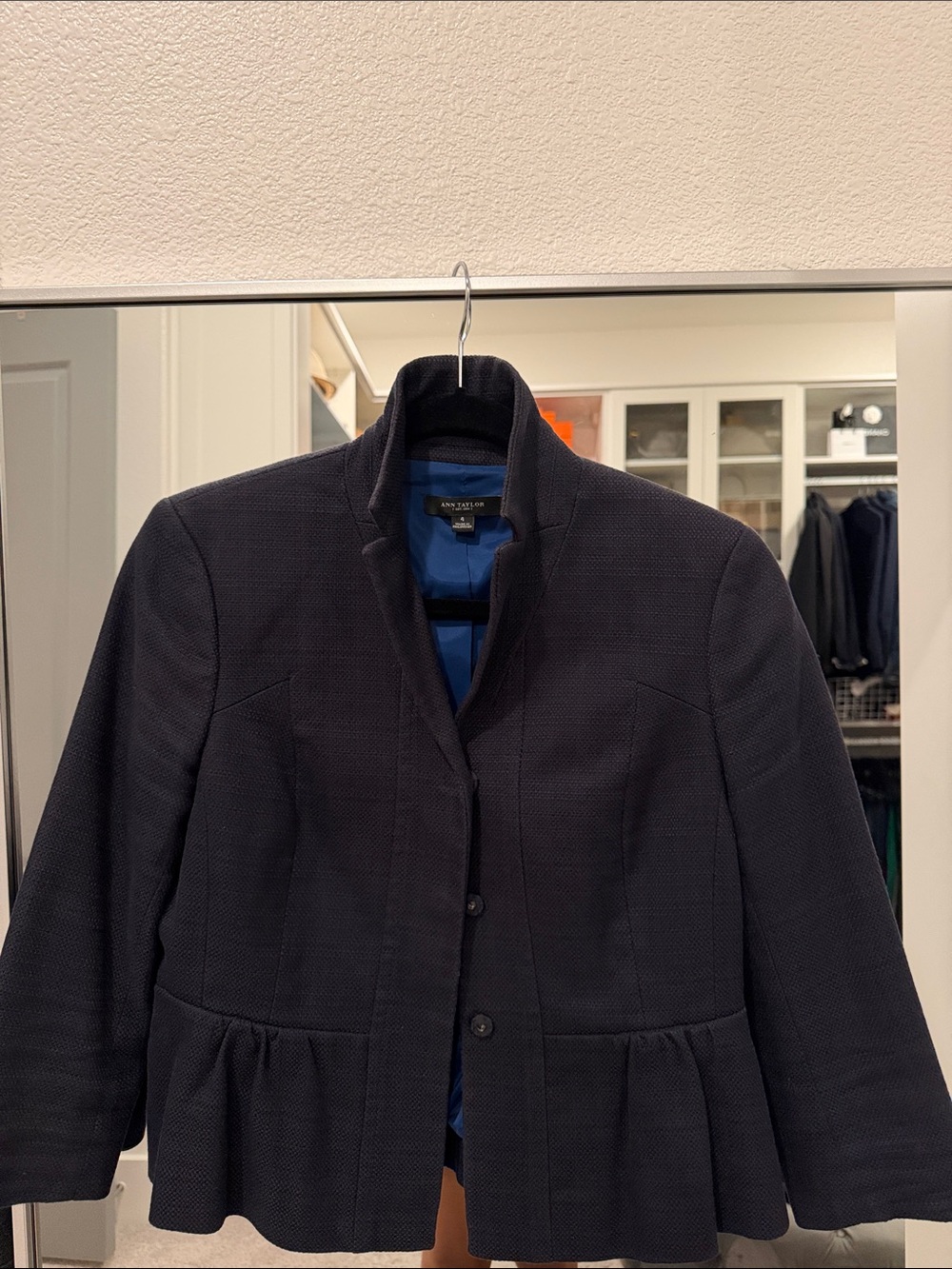 Ann Taylor Dark Navy Peplum Blazer